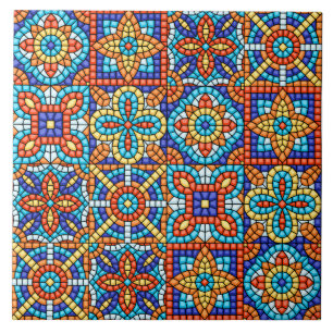 Navy Blau Teal Weiß Rot Marmor Marokkanisches Mosa Fliese
