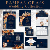 Navy Blau & Terrakotta QR-Code Save-the-Date