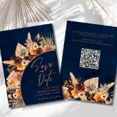 Navy Blau & Terrakotta QR-Code Save-the-Date Einladung