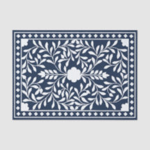Navy Blau Traditionelles Knochen Einlegearbeit Dec