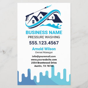 Navy Blau Tropf Hochdruckreinigung Hausreinigung Flyer