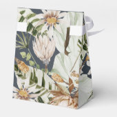 Navy blau tropische moderne elegante mr und mrs geschenkschachtel (Rückseite)