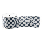 Navy Blau Tupfenmuster Monogramm Ripsband (Spule)