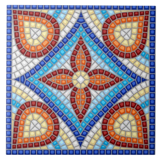 Navy Blau Türkis Weiß Rot Marmor Marokkanisches Mo Fliese (Vorderseite)