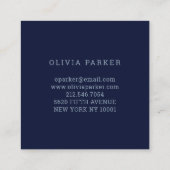 Navy Blau und Blush Pink Bloral Quadratische Visitenkarte (Rückseite)