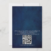 Navy Blau und Burgunderrot QR-Code-Hochzeit Einladung (Rückseite)