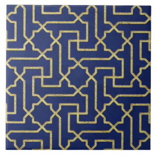 Navy Blau und falsches Gold - marokkanisches Mosai Fliese