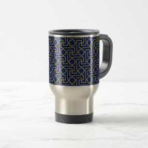 Navy Blau und falsches Gold - marokkanisches Mosai Reisebecher