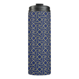 Navy Blau und Falschgold Marokkanisches Mosaikmust Thermosbecher