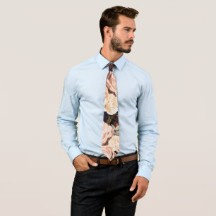 Navy Blau und florale Rosen, kühne Blumen Krawatte