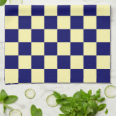 Navy-Blau und Gelb Karomuster Geschirrtuch (Gefaltet)