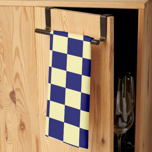 Navy-Blau und Gelb Karomuster Geschirrtuch (Drittel gefaltet)