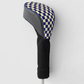 Navy-Blau und Gelb Karomuster Golf Headcover (angewinkelt)