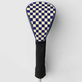 Navy-Blau und Gelb Karomuster Golf Headcover