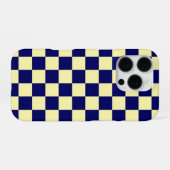 Navy-Blau und Gelb Schachbrettmuster iPhone Hülle (Rückseite (Horizontal))