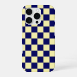 Navy-Blau und Gelb Schachbrettmuster iPhone 16 Pro Hülle