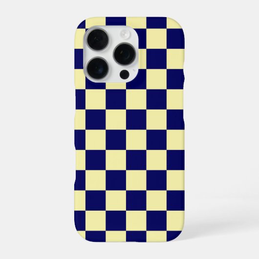Navy-Blau und Gelb Schachbrettmuster iPhone Hülle (Rückseite)