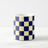 Navy-Blau und Gelb Schachbrettmuster Kaffeetasse (Mittel)