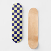 Navy-Blau und Gelb Schachbrettmuster Skateboard (Vorderseite)