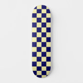 Navy-Blau und Gelb Schachbrettmuster Skateboard (Vorderseite)