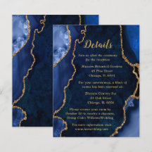 Navy Blau und Gold Achat Hochzeitsdetails