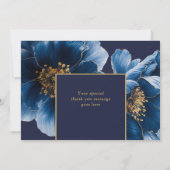 Navy Blau und Gold Blumen Dankeskarte (Rückseite)