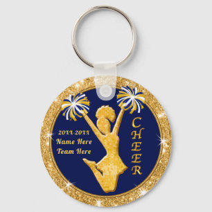 Navy Blau und Gold Cheer Bag Tags Cheerleading Schlüsselanhänger