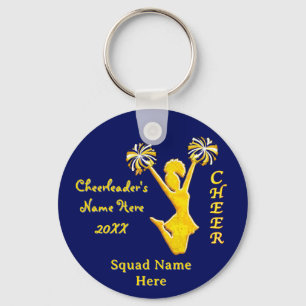 Navy Blau und Gold Cheer-Schlüsselanhänger mit Ihr Schlüsselanhänger