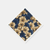 Navy Blau und Gold Elegant Blumen Serviette (Ecke)