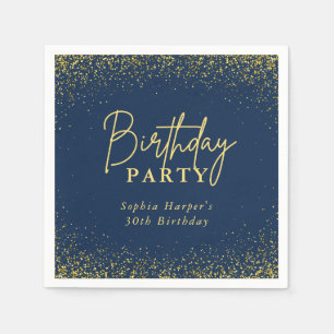 Navy Blau und Gold Glitter Konfetti Geburtstagsfei Serviette