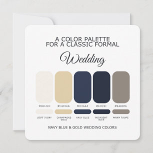 Navy Blau und Gold Hochzeitsfarbpalette Karte