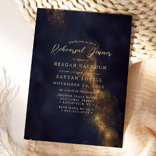 Navy Blau Und Gold Kalligrafie Probeessen Einladung