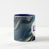 Navy Blau und Gold Modern Boho Custom Logo Tasse (Zentrum)