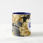 Navy Blau und Gold Modern Boho Custom Logo Tasse (Zentrum)