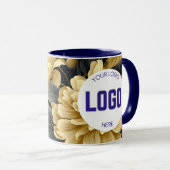 Navy Blau und Gold Modern Boho Custom Logo Tasse (VorderseiteRechts)
