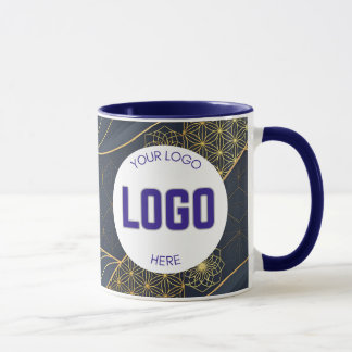 Navy Blau und Gold Modern Boho Custom Logo Tasse