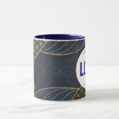 Navy Blau und Gold Modern Boho Custom Logo Tasse (Zentrum)