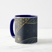 Navy Blau und Gold Modern Boho Custom Logo Tasse (Vorderseite Links)