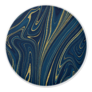 Navy Blau und Gold Moderner Glamour Marmor Chic Lo Keramikknauf