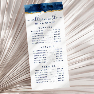 Navy Blau und Gold Wasserfarbe Rack Card Werbekarte