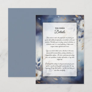 Navy Blau und Goldene Florale Hochzeit Begleitkarte