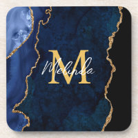 Navy Blau und Goldmarmor-Achat