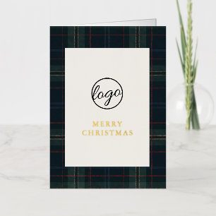 Navy Blau und Grün karierte Weihnachtskarte für Un