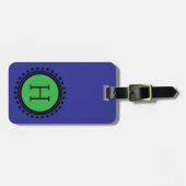 Navy Blau und grüne Punkte-Monogramm Gepäckanhänger (Vorderseite horizontal)