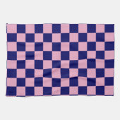 Navy-Blau und Hellrosa Karomuster Geschirrtuch (Horizontal)