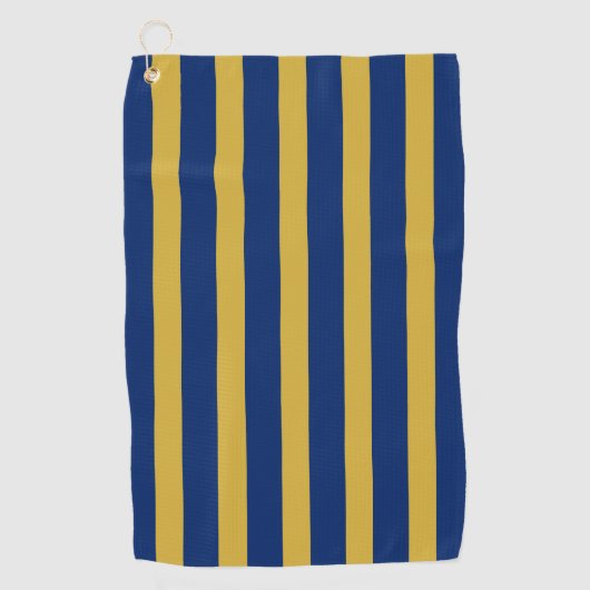 Navy Blau und Metallic Gold Vertikal Gestreift Golfhandtuch (Vorderseite)