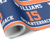 Navy Blau und Orange Geschenkpapier (Rolleneckpunkt)