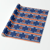 Navy Blau und Orange Geschenkpapier (Ungerollt)