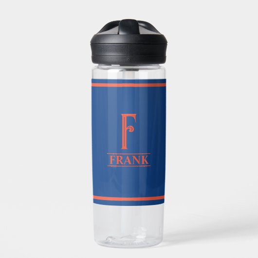 Navy Blau und Orange Trinkflasche (Vorderseite)