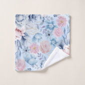 Navy Blau und Rosa Blumen Badhandtuch Set (Waschlappen)